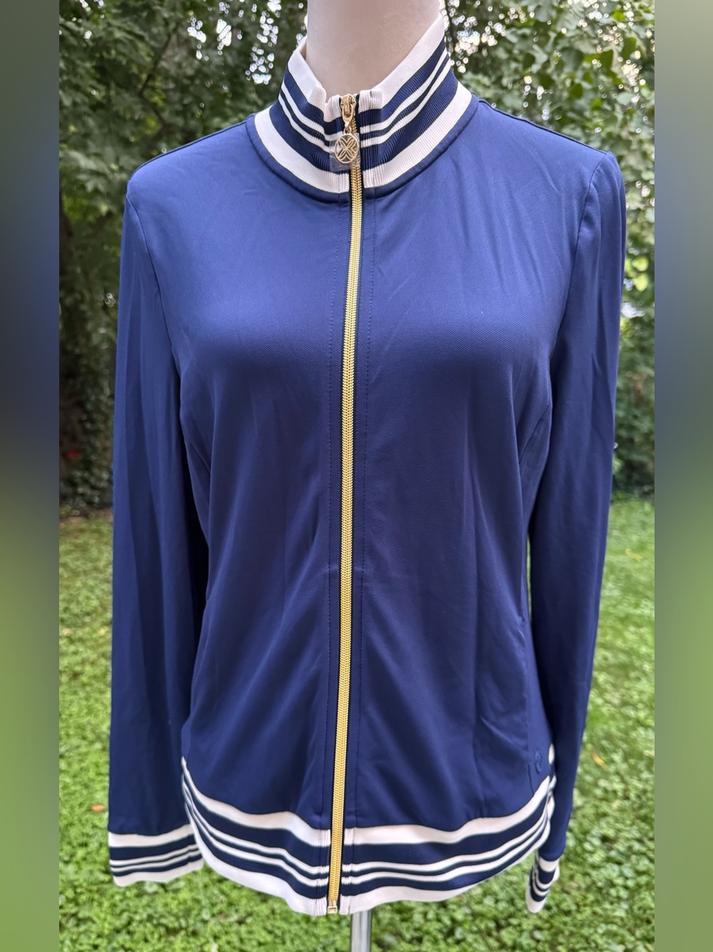 Lilly Pulitzer Women Luxletic Meryl Regate Jacket UPF 50+ Sz M Low Tide Navy NWT